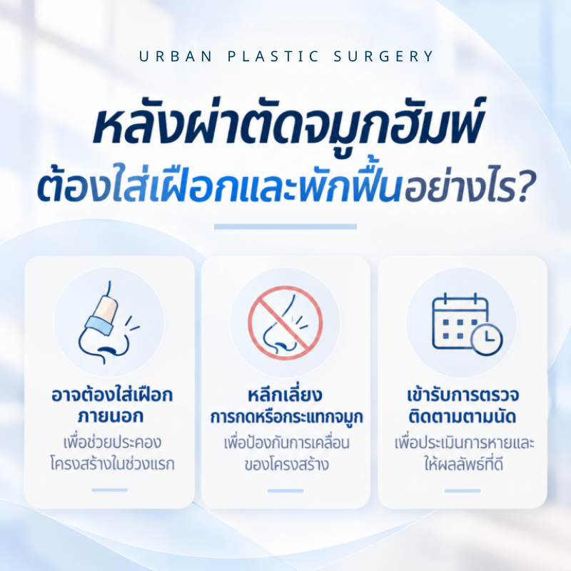 แก้จมูกฮัมพ์ที่เกาหลี หลังผ่าตัดจมูกฮัมพ์ ต้องใส่เฝือกและพักฟื้นอย่างไร?