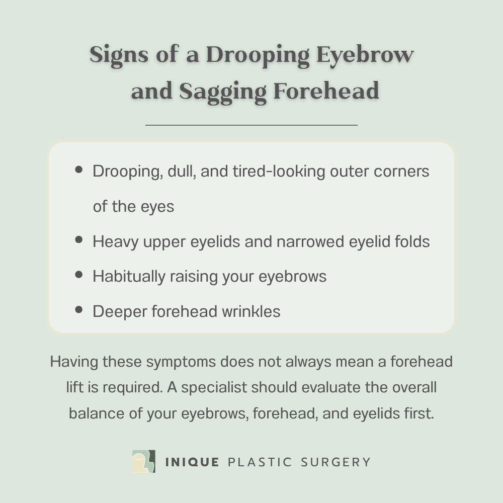 Signs of Drooping Brows and Forehead Sagging That Can Make Your Eyes Look Tired